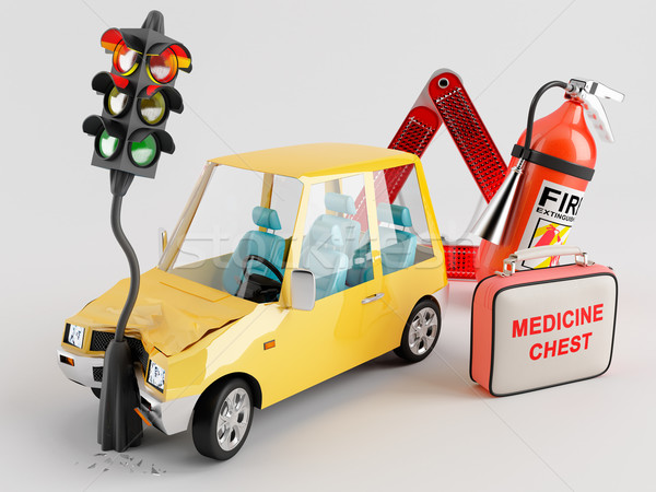 Stock photo: Car and Emergency Kit