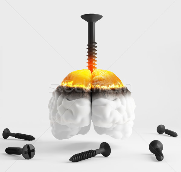 Gehirn Stress heißen Schraube Symbol Arbeit Stock foto © Saracin