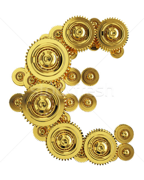 歐元 簽署 形式 齒輪 機制 黃金 商業照片 © Saracin