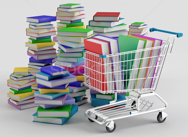 Könyvesbolt színes könyvek bevásárlókocsi oktatás olvas Stock fotó © Saracin