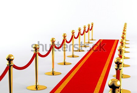 Vörös szőnyeg arany kerítés fehér divat háttér Stock fotó © Saracin