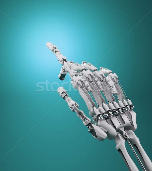 聯繫 機器人 臂 假想 鈕 手 商業照片 © Saracin