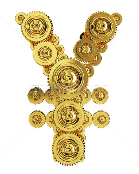 Yen assinar forma engrenagem mecanismo ouro Foto stock © Saracin