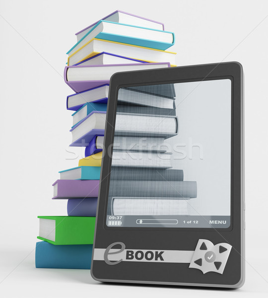 Foto d'archivio: Ebook · contenuti · display · visibile · immagini · libri