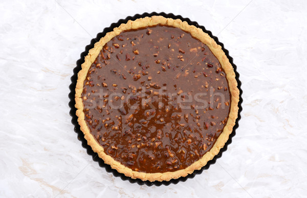 Stock photo: Unbaked pecan pie ready for the oven 