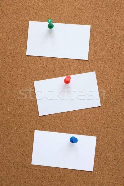Trzy karty tablicy korkowej korka pin Zdjęcia stock © sarahdoow