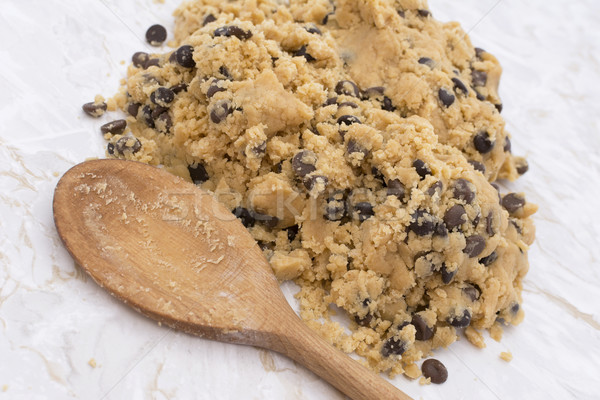 Wooden spoon with chocolate chip cookie dough Stock photo © sarahdoow
