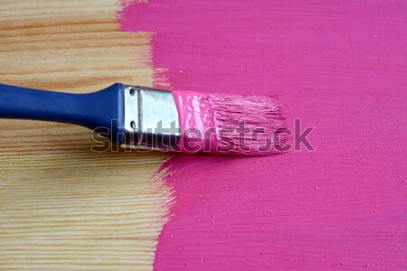 Stock photo: Closeup of pine plank being painted