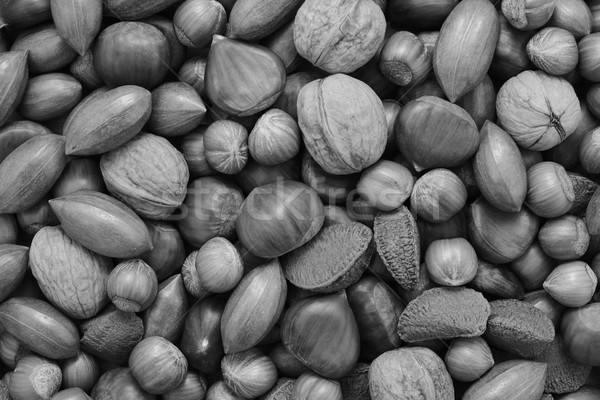 Mixed nuts - chestnuts, pecans, walnuts, brazils and hazelnuts Stock photo © sarahdoow