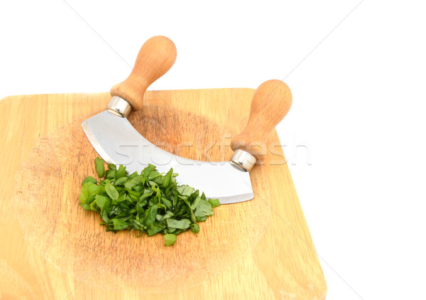 Foto stock: Picado · frescos · albahaca · hojas · cuchillo