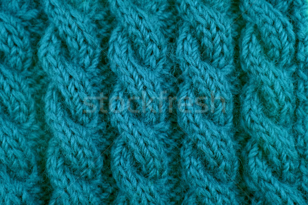 Detail of teal cable knitting stitch Stock photo © sarahdoow