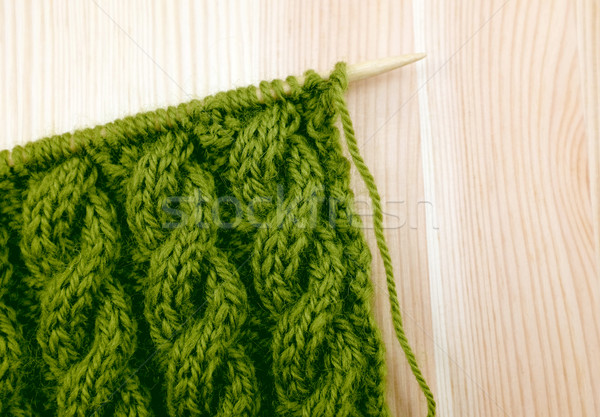 Green cable knitting stitch on the needle Stock photo © sarahdoow