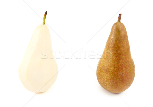 Two Conference pears - peeled and with skin Stock photo © sarahdoow