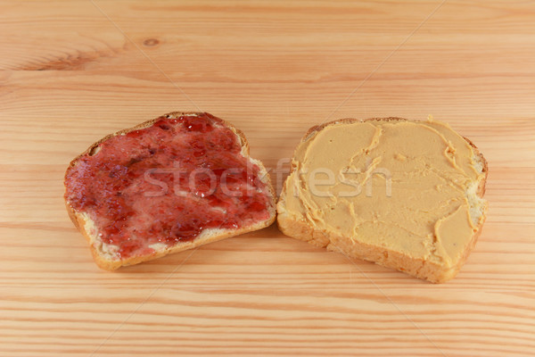 Slices of fresh bread with jelly and peanut butter Stock photo © sarahdoow