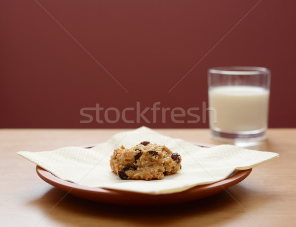 Haferflocken Rosine Cookie Glas Milch Platte Stock foto © sarahdoow