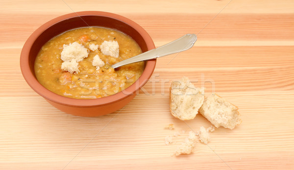 Lenteja sopa piezas pan punteado rodar Foto stock © sarahdoow