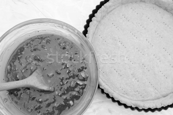 Making pecan pie - nutty pie filling and pie crust Stock photo © sarahdoow