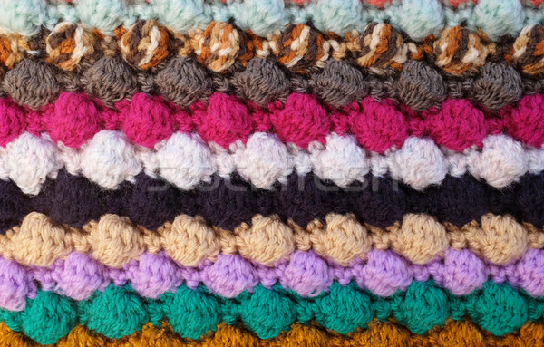 Horizontal multi-coloured stripes of bobble crochet stitches bac Stock photo © sarahdoow
