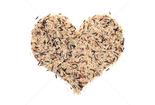 Stok fotoğraf: Pirinç · kalp · şekli · yalıtılmış · beyaz · kalp