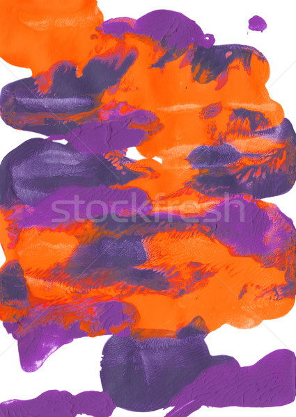 Stockfoto: Oranje · paars · acryl · verf · abstract · witte