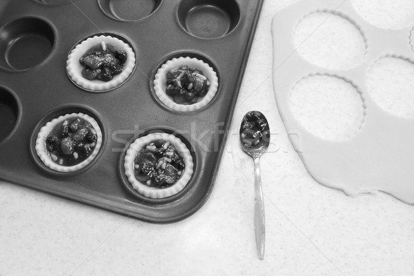 Torte cucina cucchiaino da tè in bianco e nero Foto d'archivio © sarahdoow