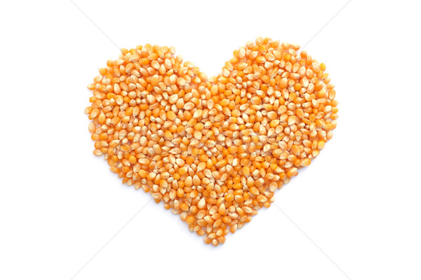 Stockfoto: Popcorn · hartvorm · geïsoleerd · witte · voedsel · hart