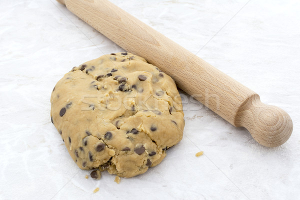 Chocolate chip cookie dough with a rolling pin Stock photo © sarahdoow