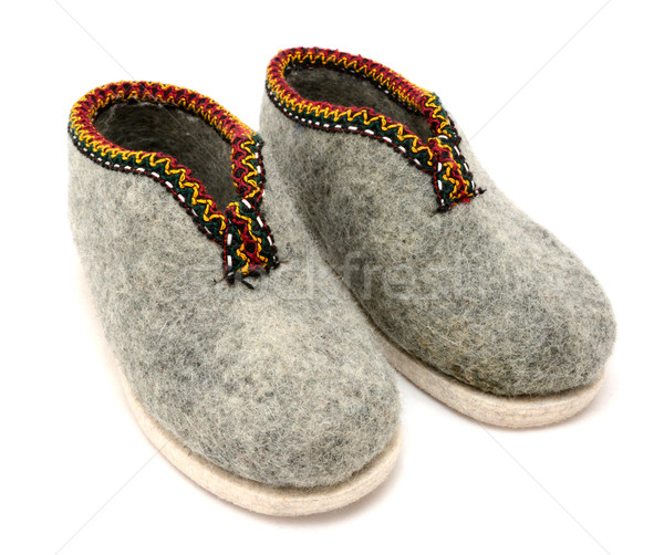 Pair of traditional Austrian embroidered felt slippers Stock photo © sarahdoow