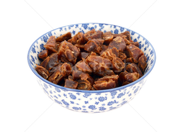 Chopped dates in a blue and white china bowl Stock photo © sarahdoow
