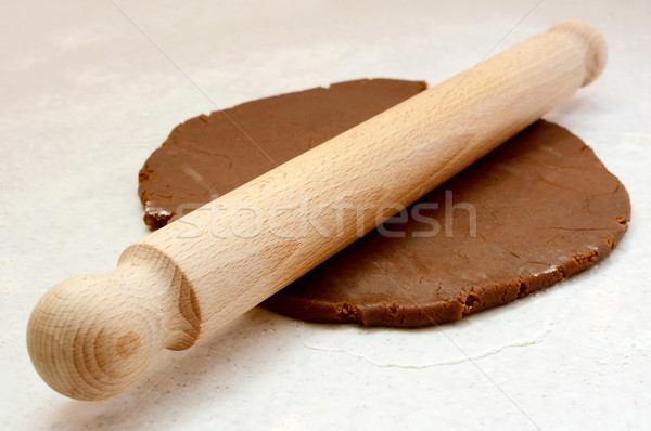 Stok fotoğraf: Dışarı · zencefilli · çörek · kurabiye · ahşap · pin · haddeleme · kullanılmış