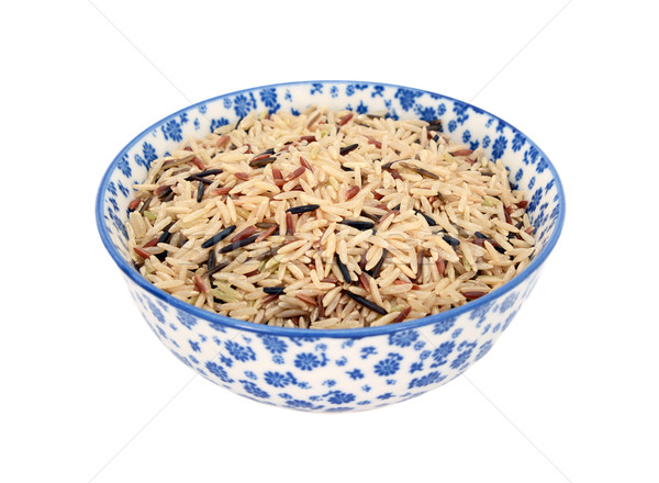 Mixed rice grains in a blue and white china bowl Stock photo © sarahdoow