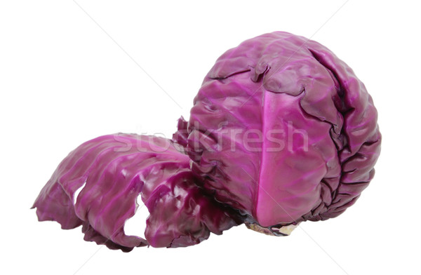 Stock photo: Red cabbage with a leaf peeling away