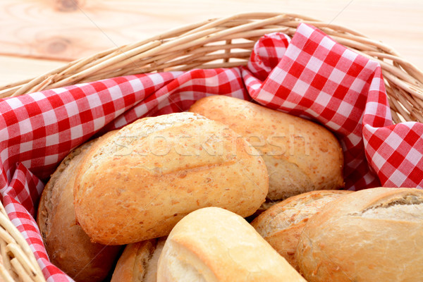 Closeup of appetising crusty petit pain in a basket Stock photo © sarahdoow