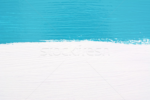 Stripe of teal paint over white wooden background Stock photo © sarahdoow