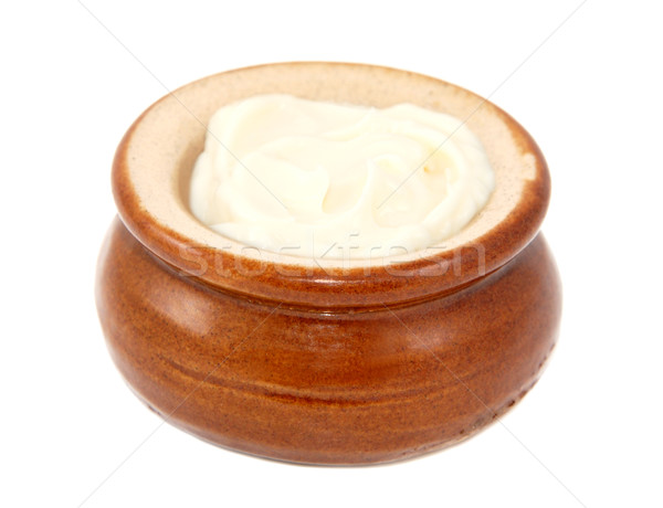 Mayonnaise served in a small ceramic pot Stock photo © sarahdoow
