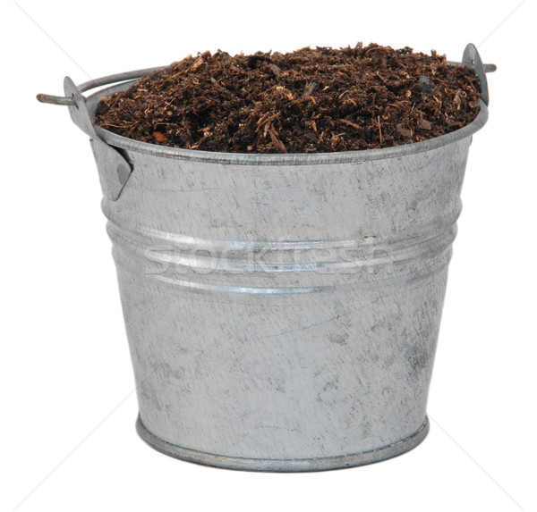 Compost / soil / dirt in a miniature metal bucket Stock photo © sarahdoow