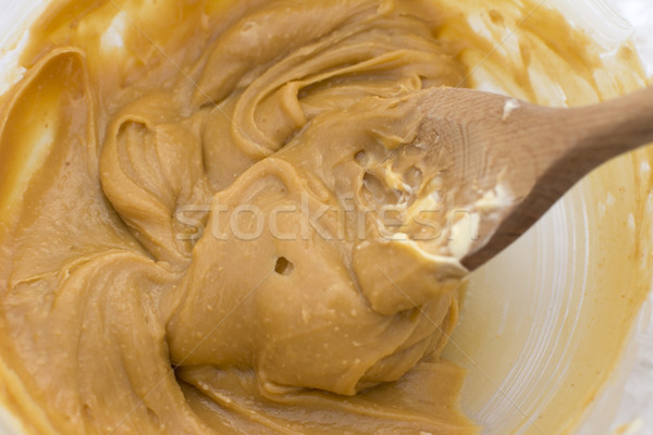 Erdnussbutter Butter Holzlöffel Mischung gemischte Stock foto © sarahdoow