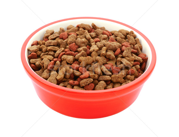 Dry cat biscuits in a red pet food bowl Stock photo © sarahdoow