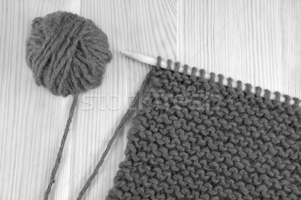 Wool and garter stitch on knitting needle Stock photo © sarahdoow