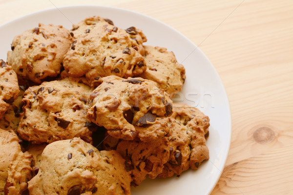 Plate of delicious pecan and chocolate chip cookies Stock photo © sarahdoow