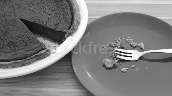 Platte Krümel geschnitten Kürbis pie Gabel Stock foto © sarahdoow