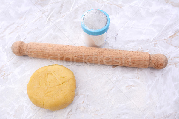 Shortcrust pastry with a rolling pin and flour drifter Stock photo © sarahdoow