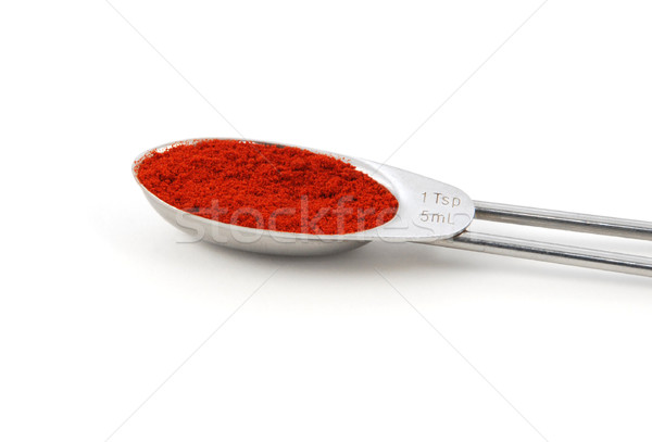Smoked paprika powder measured in a metal teaspoon Stock photo © sarahdoow