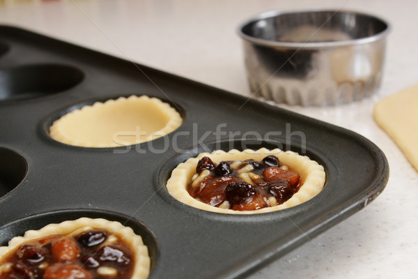 Closeup of pastry case filled with traditional mincemeat Stock photo © sarahdoow