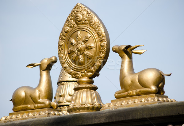 Foto stock: Dourado · metal · veado · Ásia · templo · decoração