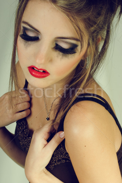 美しい 悲しい モデル 少女 顔 目 ストックフォト © Sarkao