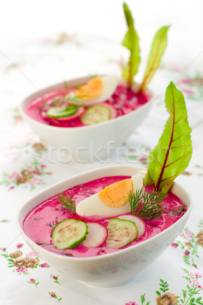 Frío sopa verano pepino huevo vegetales Foto stock © sarsmis