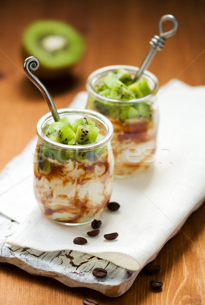 Stockfoto: Dessert · room · vers · kiwi · koffie · glas