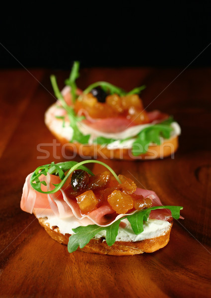 Stock photo: toasts with apple chutney