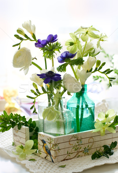 Bouquet of flowers( ranunculus; anemone; freesia,hellebore) Stock photo © sarsmis